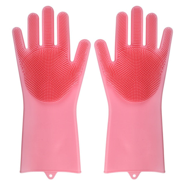 Reusable Silicon Dish Scrubber Rubber Gloves, Hook Design Household Kitchen  Cleaning Glove for Car Washing (1 Pair With Adhesive Hook) : :  Everything Else